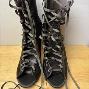 Liliana Charcoal Lace-Up Heels